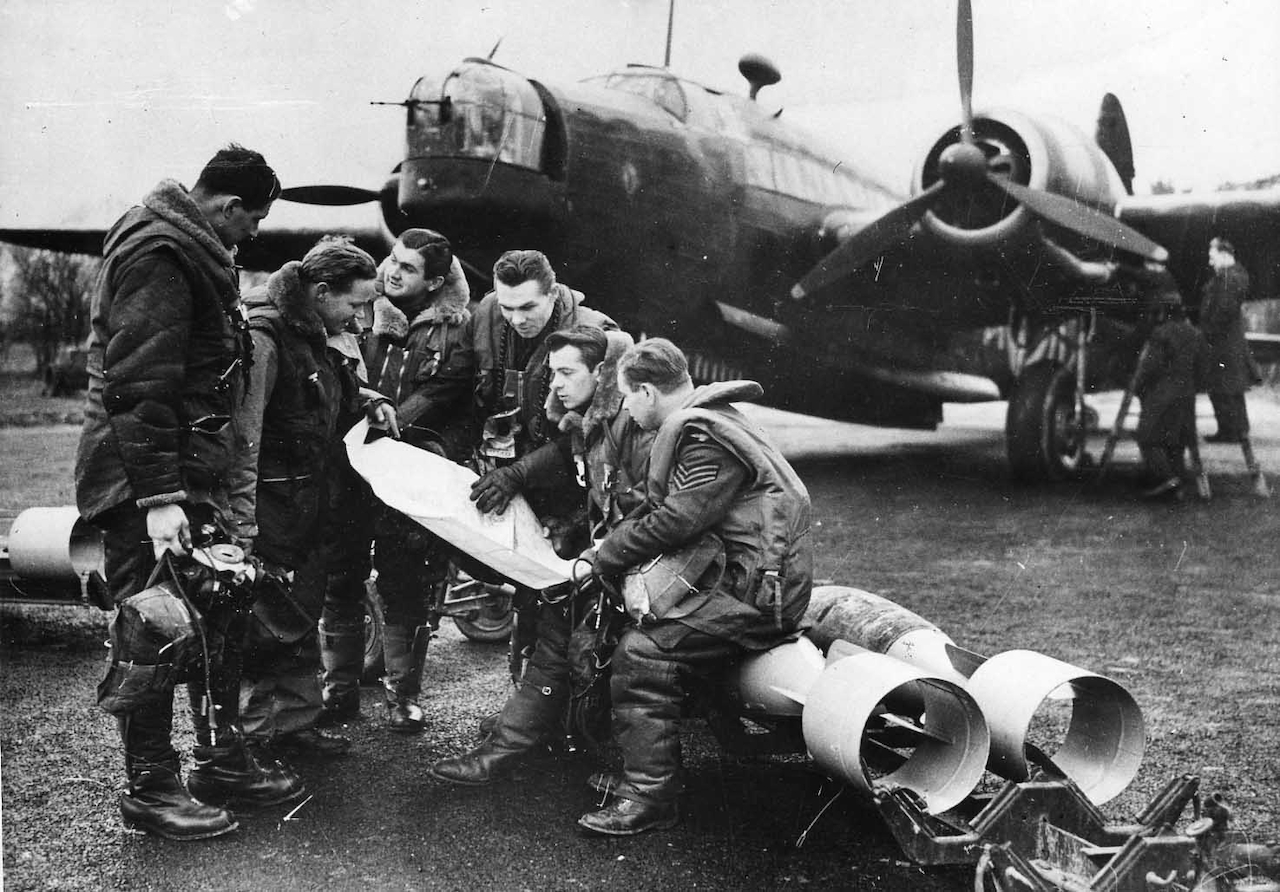 A 311 Squadron Wellington crew preparing for a flight, Josef Bernat third from the left